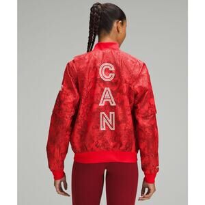 Lululemon Team Canada Women's‎ Vented Jacquard Bomber Jacket Red Size 6